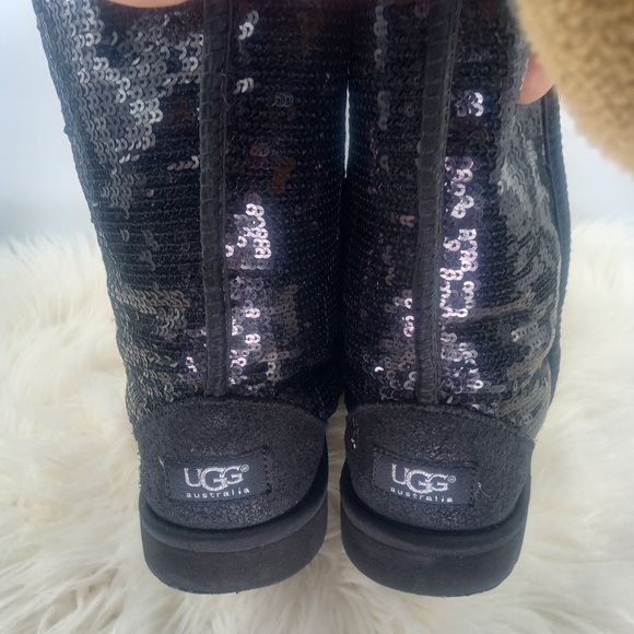 UGG Black and Silver Sequin Women's Boots - Picture 6 of 7